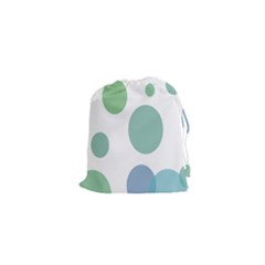 Polka Dots Blue Green White Drawstring Pouches (xs) 