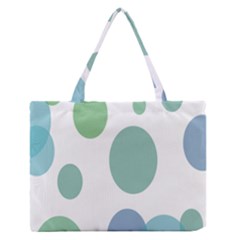 Polka Dots Blue Green White Zipper Medium Tote Bag