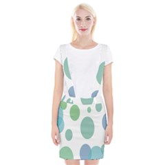 Polka Dots Blue Green White Braces Suspender Skirt