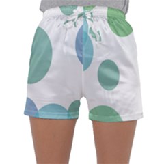 Polka Dots Blue Green White Sleepwear Shorts