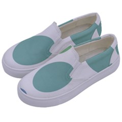 Polka Dots Blue Green White Kids  Canvas Slip Ons