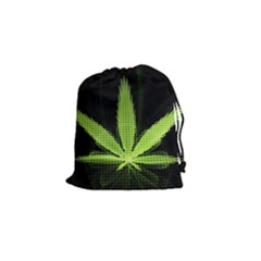 Marijuana Weed Drugs Neon Green Black Light Drawstring Pouches (small)  by Mariart