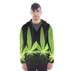 Marijuana Weed Drugs Neon Green Black Light Hooded Wind Breaker (men) by Mariart