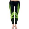 Marijuana Weed Drugs Neon Green Black Light Classic Winter Leggings View1