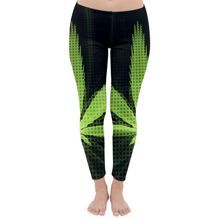 Marijuana Weed Drugs Neon Green Black Light Classic Winter Leggings