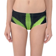 Marijuana Weed Drugs Neon Green Black Light Mid-waist Bikini Bottoms by Mariart