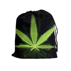 Marijuana Weed Drugs Neon Green Black Light Drawstring Pouches (extra Large) by Mariart