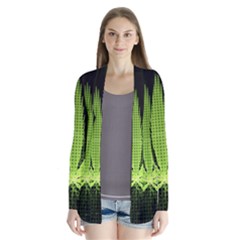 Marijuana Weed Drugs Neon Green Black Light Drape Collar Cardigan