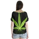 Marijuana Weed Drugs Neon Green Black Light V-Neck Flutter Sleeve Top View2