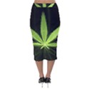 Marijuana Weed Drugs Neon Green Black Light Velvet Midi Pencil Skirt View2