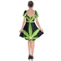 Marijuana Weed Drugs Neon Green Black Light Short Sleeve Bardot Dress View2