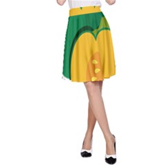 Pumpkin Peppers Green Yellow A-line Skirt by Mariart