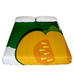 Pumpkin Peppers Green Yellow Fitted Sheet (queen Size) by Mariart