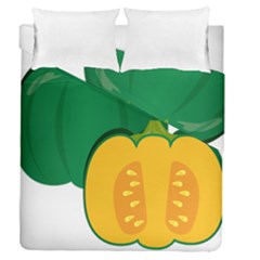 Pumpkin Peppers Green Yellow Duvet Cover Double Side (queen Size)