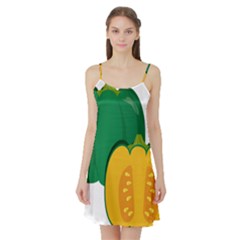 Pumpkin Peppers Green Yellow Satin Night Slip