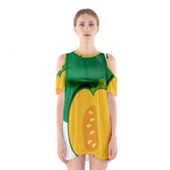 Pumpkin Peppers Green Yellow Shoulder Cutout One Piece