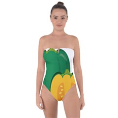 Pumpkin Peppers Green Yellow Tie Back One Piece Swimsuit by Mariart