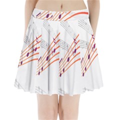 Musical Net Purpel Orange Note Pleated Mini Skirt by Mariart