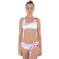 Musical Net Purpel Orange Note Criss Cross Bikini Set