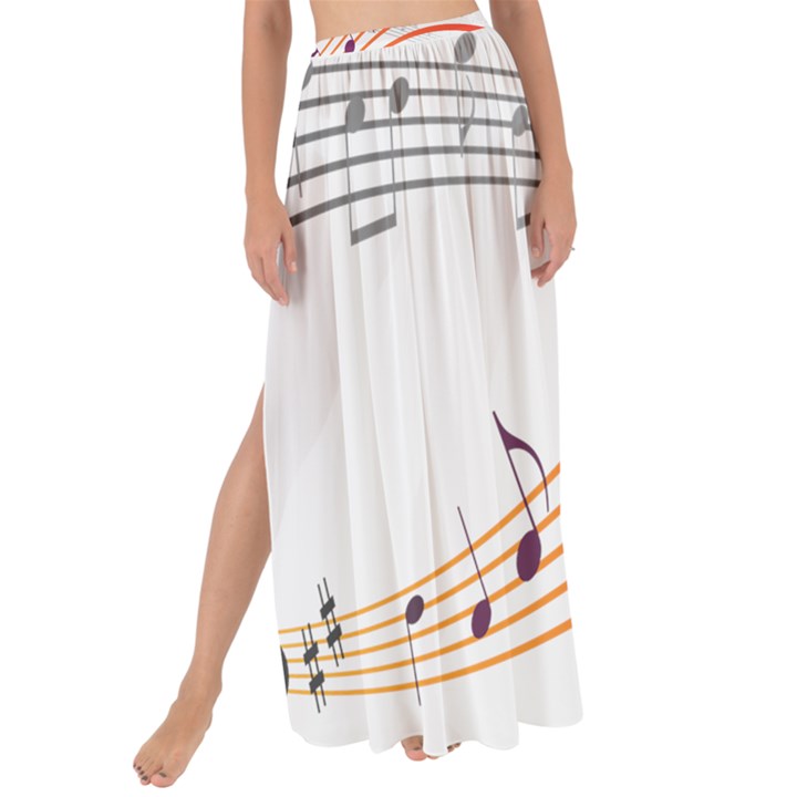 Musical Net Purpel Orange Note Maxi Chiffon Tie-Up Sarong