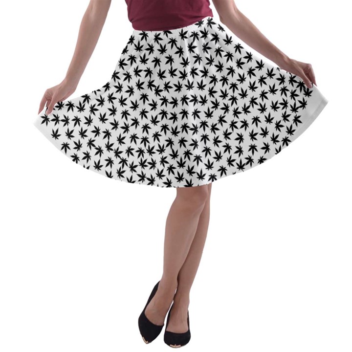 Marijuana Heart Cannabis Black Love A-line Skater Skirt