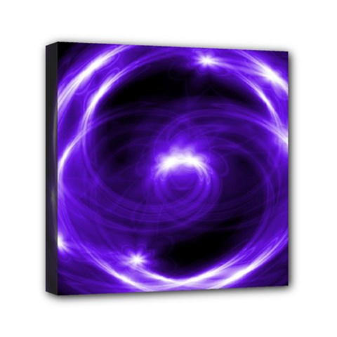 Purple Black Star Neon Light Space Galaxy Mini Canvas 6  X 6  by Mariart