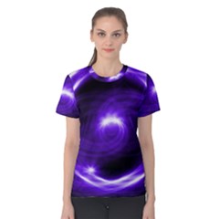 Purple Black Star Neon Light Space Galaxy Women s Cotton Tee