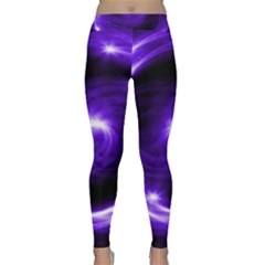 Purple Black Star Neon Light Space Galaxy Classic Yoga Leggings by Mariart