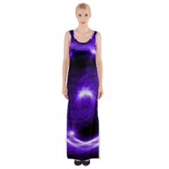 Purple Black Star Neon Light Space Galaxy Maxi Thigh Split Dress by Mariart