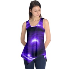 Purple Black Star Neon Light Space Galaxy Sleeveless Tunic by Mariart