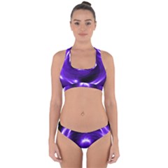 Purple Black Star Neon Light Space Galaxy Cross Back Hipster Bikini Set