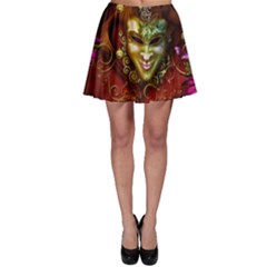 Wonderful Venetian Mask With Floral Elements Skater Skirt by FantasyWorld7