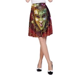 Wonderful Venetian Mask With Floral Elements A-line Skirt by FantasyWorld7