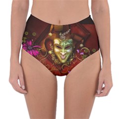 Wonderful Venetian Mask With Floral Elements Reversible High-waist Bikini Bottoms