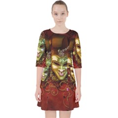 Wonderful Venetian Mask With Floral Elements Pocket Dress by FantasyWorld7