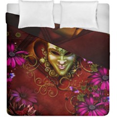 Wonderful Venetian Mask With Floral Elements Duvet Cover Double Side (king Size) by FantasyWorld7