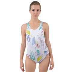 Layer Capital City Building Cut-out Back One Piece Swimsuit