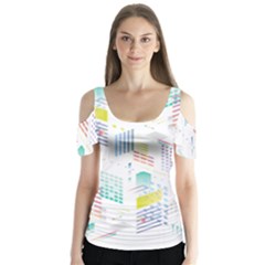 Layer Capital City Building Butterfly Sleeve Cutout Tee 