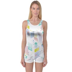 Layer Capital City Building One Piece Boyleg Swimsuit