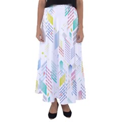 Layer Capital City Building Flared Maxi Skirt by Mariart