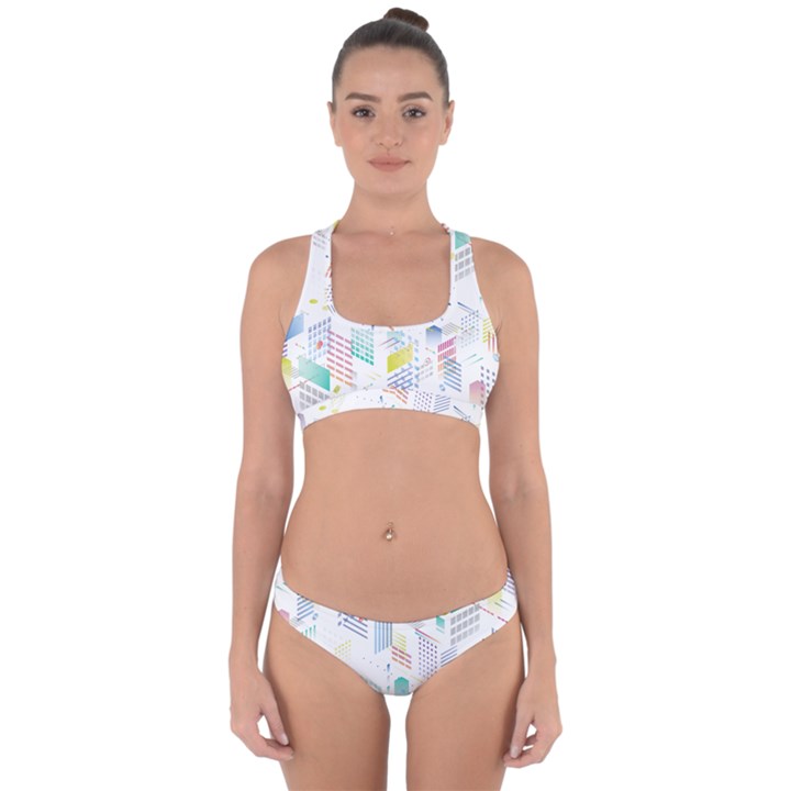 Layer Capital City Building Cross Back Hipster Bikini Set