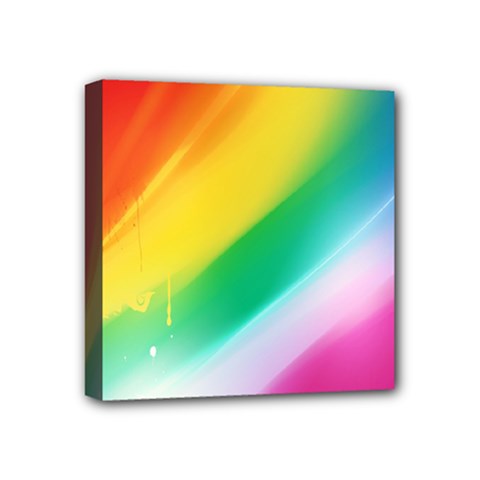 Red Yellow White Pink Green Blue Rainbow Color Mix Mini Canvas 4  X 4 