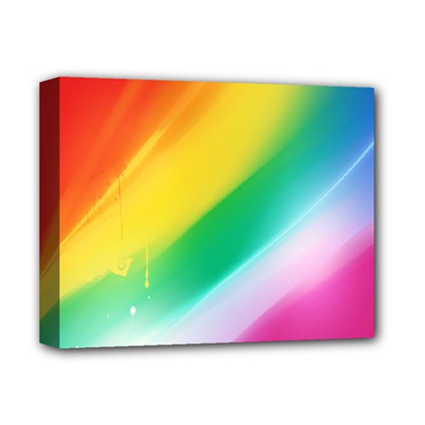 Red Yellow White Pink Green Blue Rainbow Color Mix Deluxe Canvas 14  X 11 