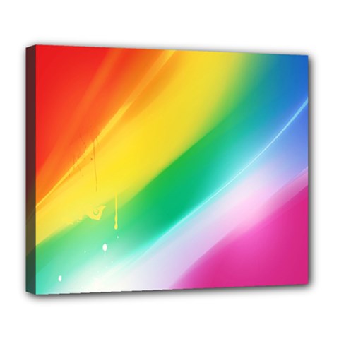 Red Yellow White Pink Green Blue Rainbow Color Mix Deluxe Canvas 24  X 20  