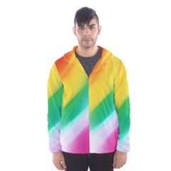 Red Yellow White Pink Green Blue Rainbow Color Mix Hooded Wind Breaker (men)