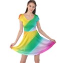 Red Yellow White Pink Green Blue Rainbow Color Mix Cap Sleeve Dress View1