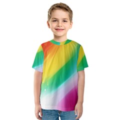 Red Yellow White Pink Green Blue Rainbow Color Mix Kids  Sport Mesh Tee