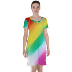 Red Yellow White Pink Green Blue Rainbow Color Mix Short Sleeve Nightdress by Mariart