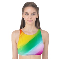 Red Yellow White Pink Green Blue Rainbow Color Mix Tank Bikini Top