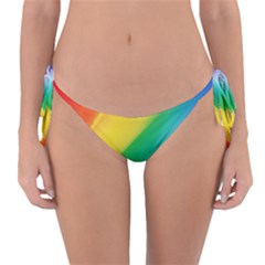 Red Yellow White Pink Green Blue Rainbow Color Mix Reversible Bikini Bottom